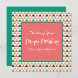Modern Birthday Oranje Blauwgroen Geometric White