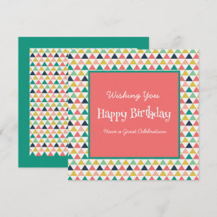 Modern Birthday Oranje Blauwgroen Geometric White