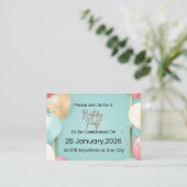  Modern Birthday Party Invitation || Customizable  Informatiekaartje (Staand voorkant)