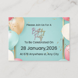 Modern Birthday Party Invitation || Customizable Informatiekaartje
