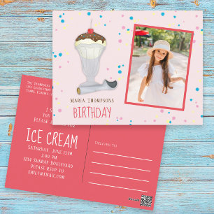 Modern Birthday Photo Ice Cream Sprinkles Cute Briefkaart