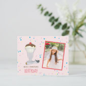 Modern Birthday Photo Ice Cream Sprinkles Cute Briefkaart (Staand voorkant)
