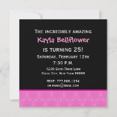 Modern Birthday Pink en Black Flower Star Pattern Kaart (Achterkant)