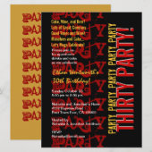 Modern Birthday Red Gold Black Grunge LARGE Kaart (Voorkant / Achterkant)