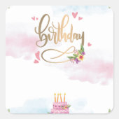 Modern Birthday Vierkante Sticker (Voorkant)