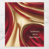 Modern Birthday Wine Label- Rood en Goud- Wijn Etiket (Enkel label)