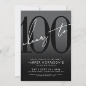 Modern Black 100ste verjaardag uitnodiging (Voorkant)