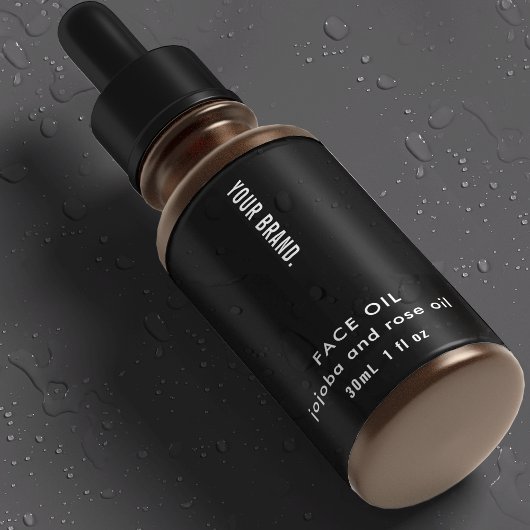 Modern Black 1oz 30ml Skincare Bottle Waterproof Labels