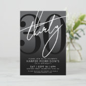 Modern Black 30ste verjaardag uitnodiging (Staand voorkant)