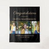 Modern Black 3 Foto Afstuderen gefeliciteerd Wandkleed (Voorkant)