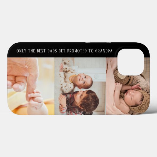 Modern Black 3 Photo Collage voor opa Case-Mate iPhone Case (Achterkant (horizontaal))