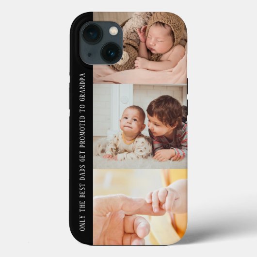 Modern Black 3 Photo Collage voor opa Case-Mate iPhone Case (Achterkant)