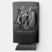 Modern Black 40th Birthday Party Seltzer Blikjeskoeler (Achterkant)