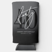 Modern Black 40th Birthday Party Seltzer Blikjeskoeler (Voorkant)