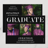 Modern Black 4 Foto Afstuderen Aankondiging 2M (Voorkant / Achterkant)