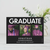 Modern Black 4 Foto Afstuderen Aankondiging 3M (Staand voorkant)