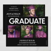 Modern Black 4 Foto Afstuderen Aankondiging 3M (Voorkant / Achterkant)