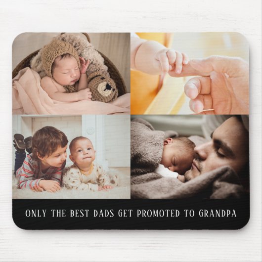 Modern Black 4 Photo Collage voor opa Muismat (Voorkant)