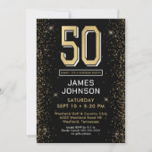 Modern Black 50e verrassingsverjaardagsfeestje Kaart (Voorkant)