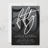 Modern Black 50ste verjaardag uitnodiging (Voorkant)