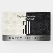 Modern Black 50ste verjaardagsfeest Spandoek (Horizontaal)