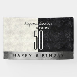 Modern Black 50ste verjaardagsfeest Spandoek