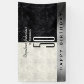 Modern Black 50ste verjaardagsfeest Spandoek (Verticaal)