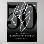 Modern Black 50th Birthday Party Welcome Sign Poster (Voorkant)