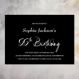 Modern Black 55e verjaardagsfeest Kaart