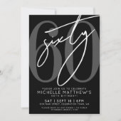 Modern Black 60ste verjaardag uitnodiging (Voorkant)