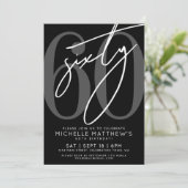 Modern Black 60ste verjaardag uitnodiging (Staand voorkant)