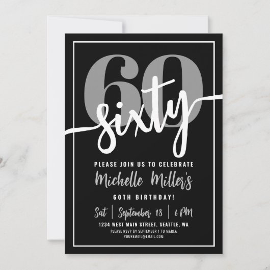Modern Black 60ste verjaardagsfeest Kaart (Voorkant)