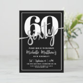 Modern Black 60ste verjaardagsfeest Kaart (Staand voorkant)