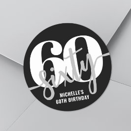 Modern Black 60ste verjaardagsfeest Ronde Sticker