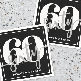 Modern Black 60ste verjaardagsfeest Servet