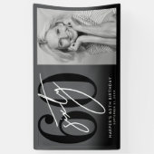 Modern Black 60th Birthday Party Spandoek (Verticaal)