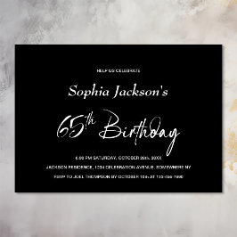 Modern Black 65e verjaardagsfeest Kaart