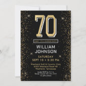 Modern Black 70ste verjaardag verrassingsfeest Kaart (Voorkant)