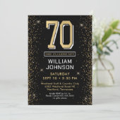 Modern Black 70ste verjaardag verrassingsfeest Kaart (Staand voorkant)