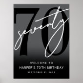 Modern Black 70th Birthday Party Welcome Sign Poster (Voorkant)