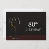 Modern Black 80th Birthday Wine Glass Party Kaart (Achterkant)