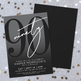 Modern Black 90ste verjaardag uitnodiging