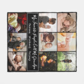 Modern Black 9 Photo Collage voor opa Fleece Deken (Voorkant (Horizontaal))