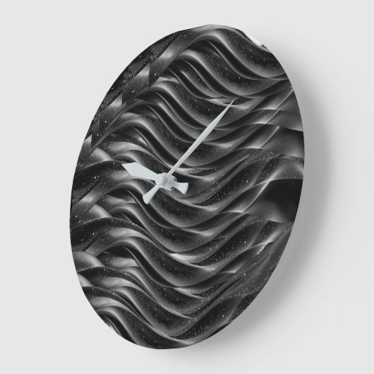 Modern Black Abstract Wave Wall Clock | Minimalist Grote Klok (Hoek)