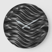 Modern Black Abstract Wave Wall Clock | Minimalist Grote Klok (Voorkant)