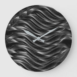 Modern Black Abstract Wave Wall Clock | Minimalist Grote Klok