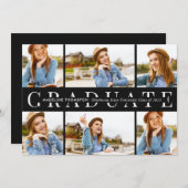 Modern Black Afstuderen 6 Afstuderen voor fotocoll Kaart (Voorkant / Achterkant)