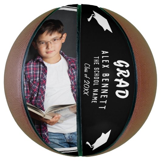 Modern Black Afstuderen Afstudeerder Afstuderen Fo Basketbal (Verticaal)