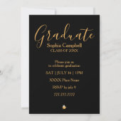 Modern Black Afstuderen Invitation Kaart (Achterkant)