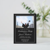 Modern Black Afstuderen Photo Invitation Briefkaar Briefkaart (Staand voorkant)